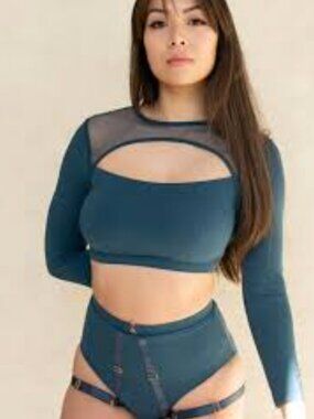 Tatiana Active Wear Esme Long Sleeve Top  Teal Small